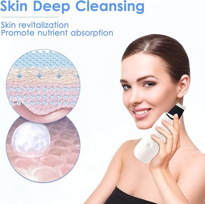 3-in-1 Ultrasonic Facial Skin Scrubber Removes blackheads, dead skin, and dirt