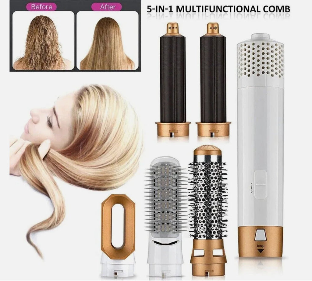 5-in-1 Hair Brush Straightener & Curler 1200W
