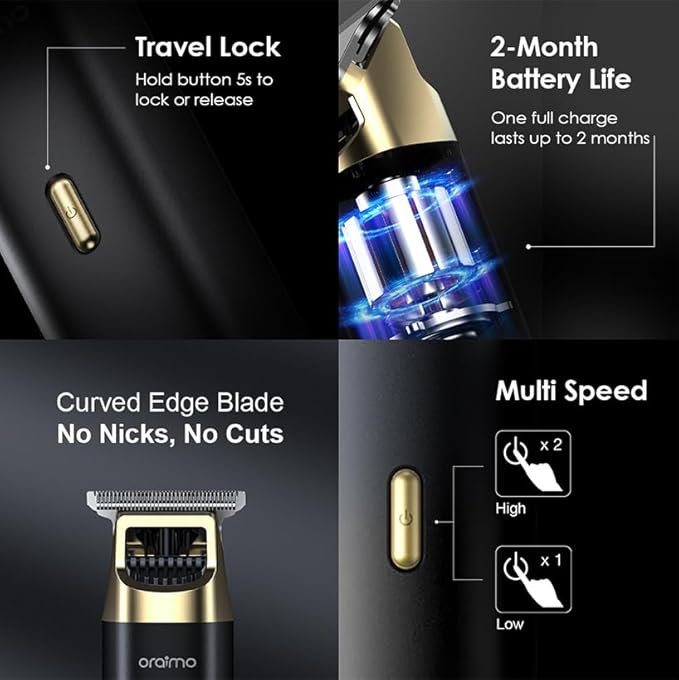 Oraimo Cordless Beard Trimmer Face, Head and Body - All-in-one for Men