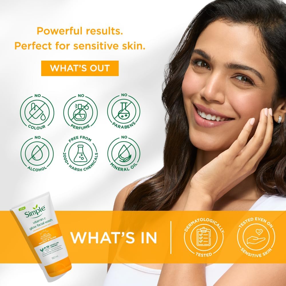 Simple - Glow Facial Wash (Original) Vitamin C Soap Free 150ml