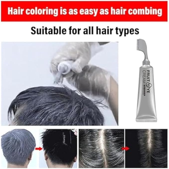 كريم صبغة الشعر بالفاكهة السوداء من إيلهو، صبغة شعر طبيعية بالفاكهة، صبغة شعر لتغطية الشعر الرمادي، للرجال والنساء (أسود)