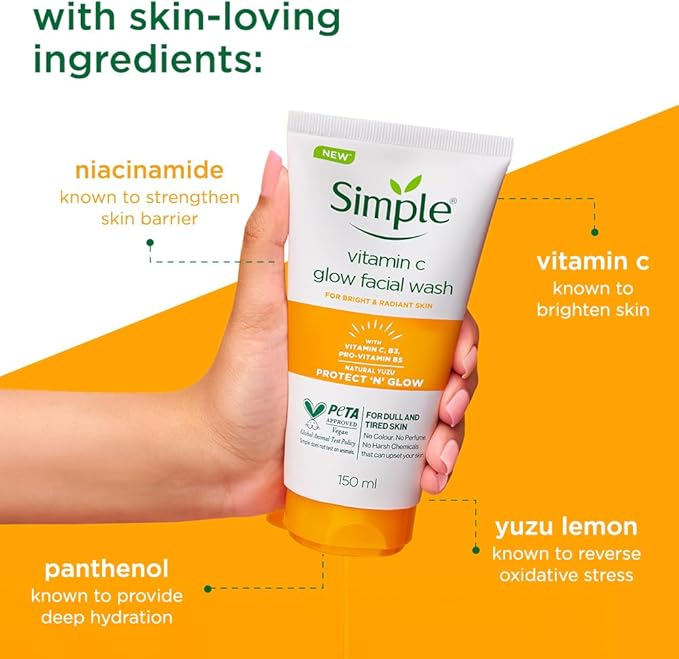 Simple - Glow Facial Wash (Original) Vitamin C Soap Free 150ml