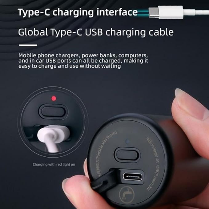 ماكينة حلاقة كهربائية صغيرة، قابلة لإعادة الشحن بمنفذ USB C ومقاومة للماء
