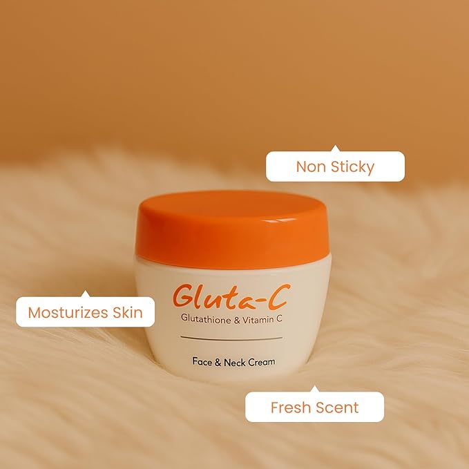 جلوتا سي - كريم تبييض الوجه والرقبة بالجلوتاثيون وفيتامين سي مع نظام كوجيك بلس+