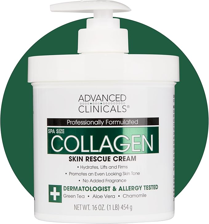 Advanced Clinicals - Spa Size Collagen Skin Rescue Cream Hydrate, Moisturize, Lift, Firm.
