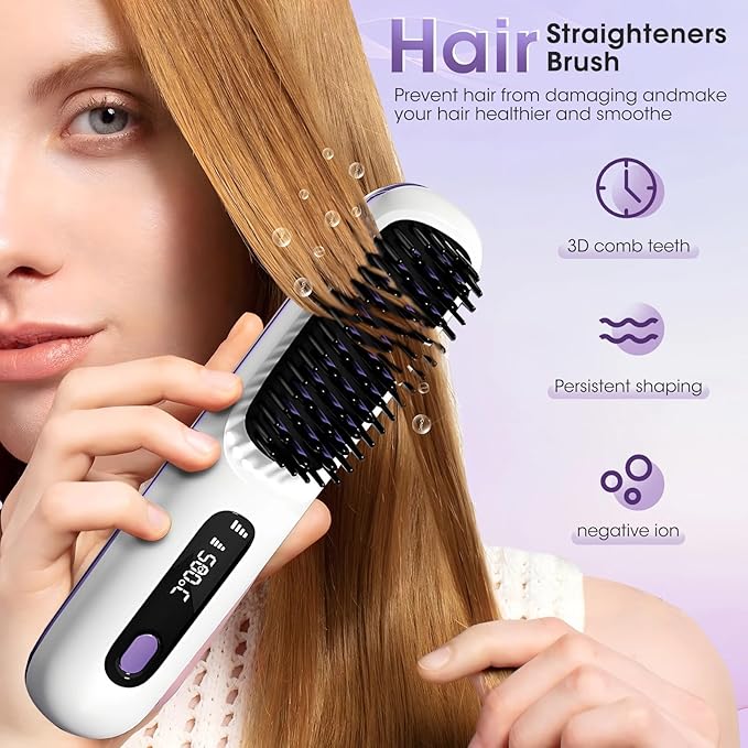 فرشاة فرد الشعر اللاسلكية من دينكس، 3000 مللي أمبير/ساعة محمولة ومسخنة