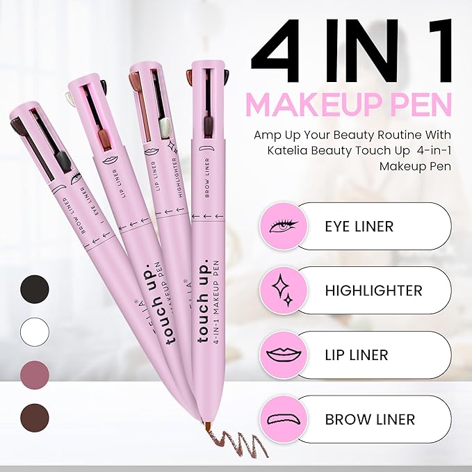 Touch Up 4-in-1 Makeup Pen (Eye Liner, Brow Liner, Lip Liner, & Highlighter) by Katelia Beauty