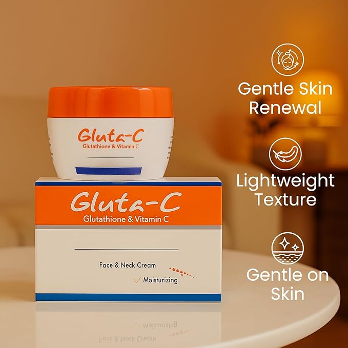 جلوتا سي - كريم تبييض الوجه والرقبة بالجلوتاثيون وفيتامين سي مع نظام كوجيك بلس+
