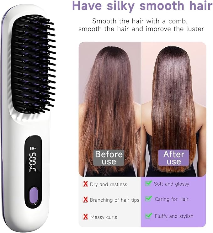 فرشاة فرد الشعر اللاسلكية من دينكس، 3000 مللي أمبير/ساعة محمولة ومسخنة