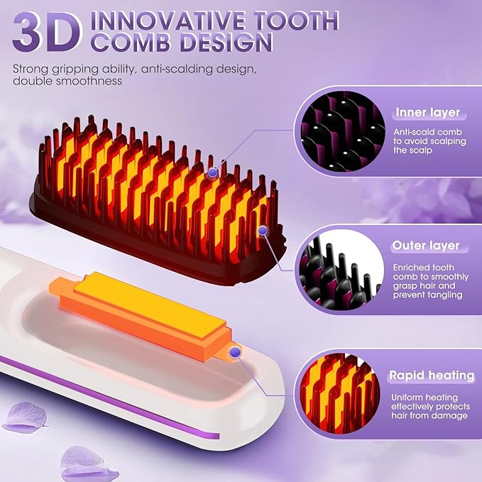 فرشاة فرد الشعر اللاسلكية من دينكس، 3000 مللي أمبير/ساعة محمولة ومسخنة