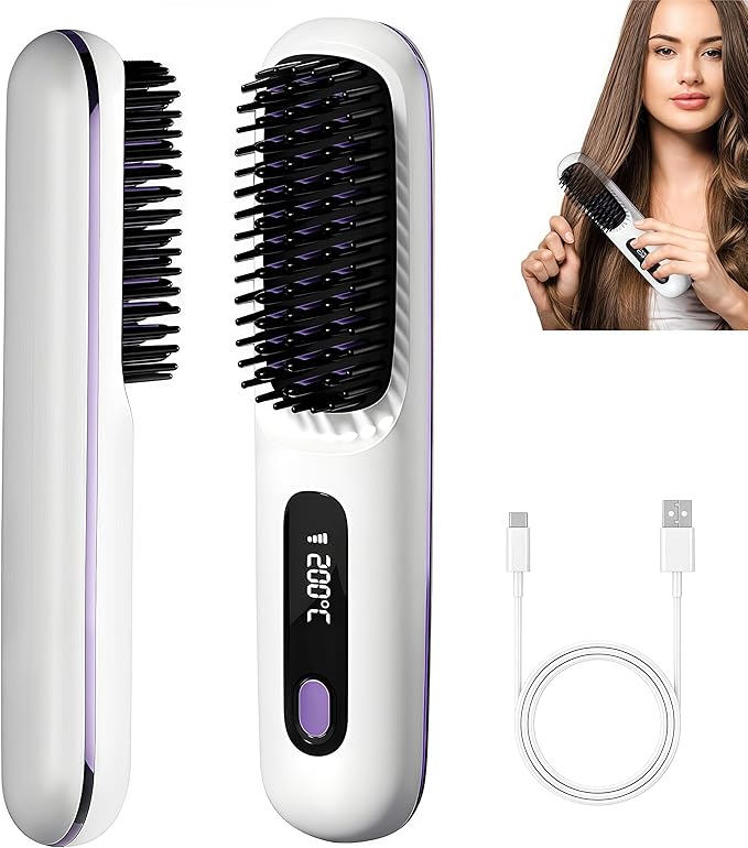 فرشاة فرد الشعر اللاسلكية من دينكس، 3000 مللي أمبير/ساعة محمولة ومسخنة