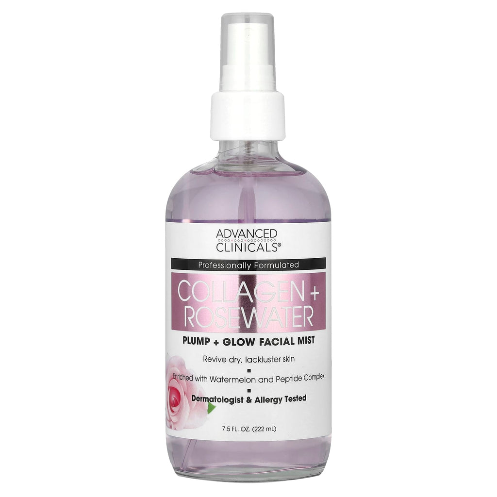 Advanced Clinicals Collagen + Rosewater Face Mist Skin Care Reviving & Hydrating Facial