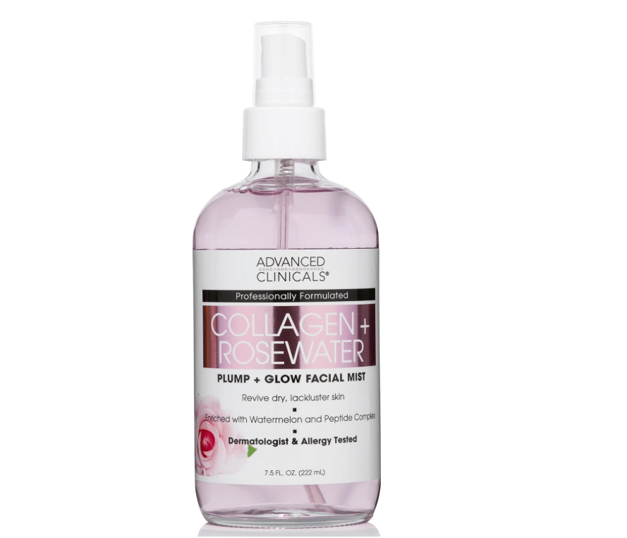 Advanced Clinicals Collagen + Rosewater Face Mist Skin Care Reviving & Hydrating Facial