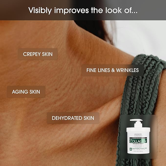 Advanced Clinicals - Spa Size Collagen Skin Rescue Cream Hydrate, Moisturize, Lift, Firm.