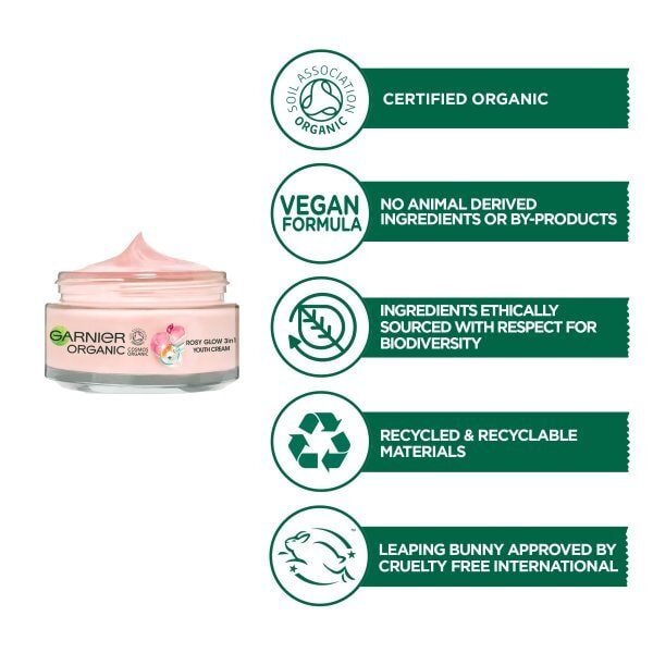 Garnier Bio Rosy Glow 3-in-1 Hydrating Rose Cream