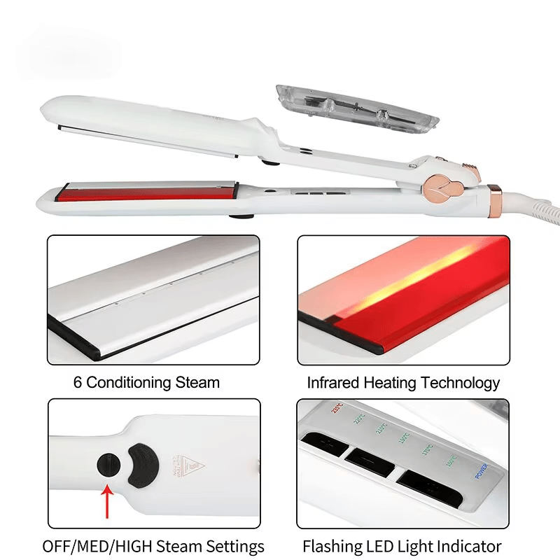 مكواة فرد الشعر الاحترافية المصنوعة من التيتانيوم مع شاشة LCD، أنماط متعددة، مكواة فرد الشعر بالبروتين والكيراتين