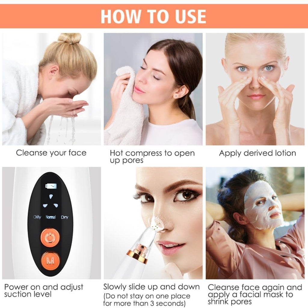 Multi-Functional Cleaning Remove Blackhead Device 6 Suction Heads