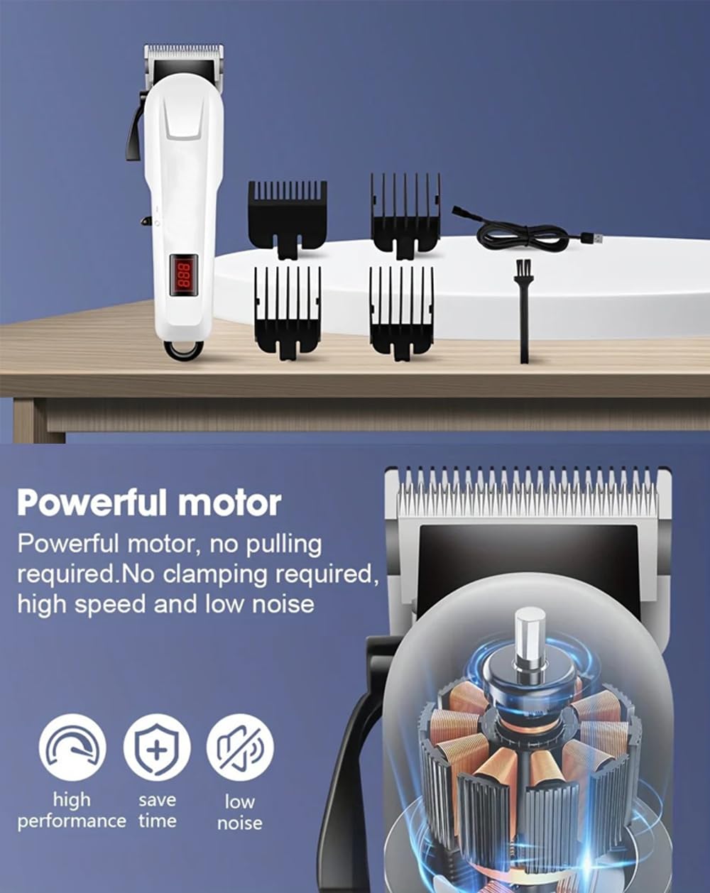 Professional Cordless Hair Clipper A heavy-duty rechargeable clipper with a powerful motor