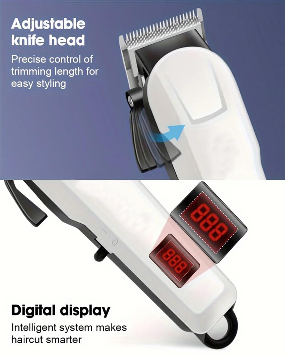 Professional Cordless Hair Clipper A heavy-duty rechargeable clipper with a powerful motor