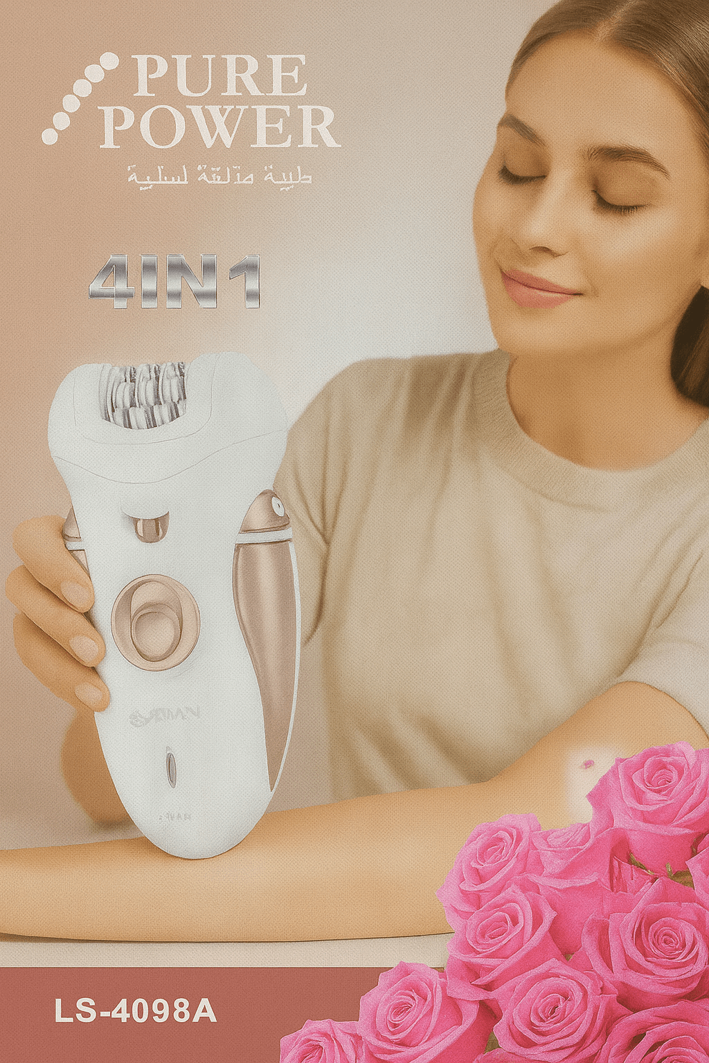 Pure Power-4 In 1 Rechargeable Cordless Lady Epilator Shaver Hair