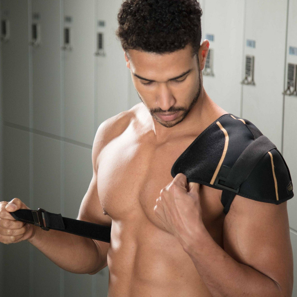 ضمادة الكتف الساخنة/الباردة للتخفيف السريع - ضمادة علاجية تحتوي على كمادات جل ساخنة وباردة لتخفيف الألم بشكل محدد